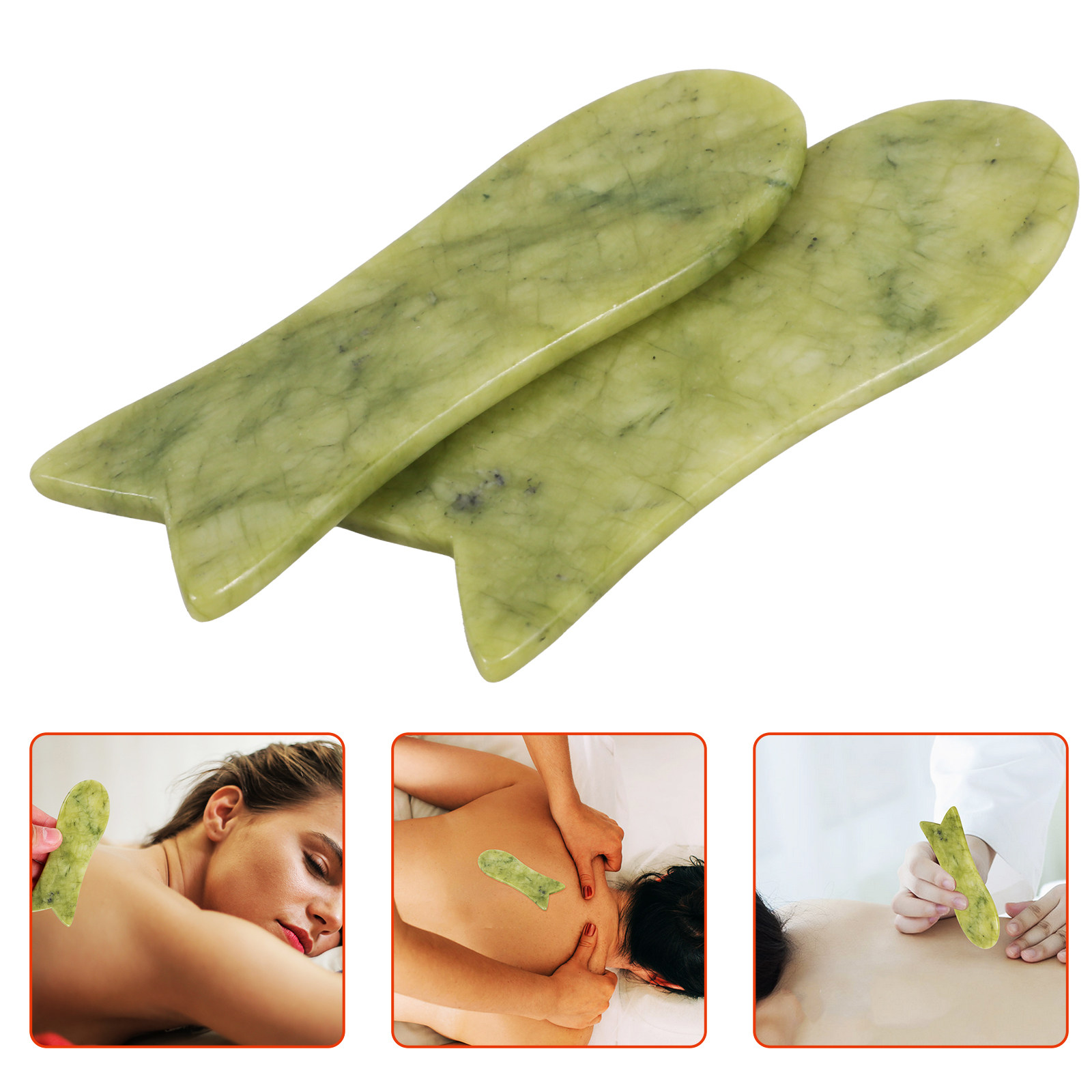 Spa Wellness Massage - 2 adet doğal yeşim Gua Sha